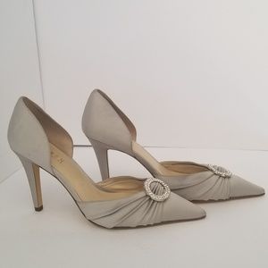 Ralph Lauren grey satin heels